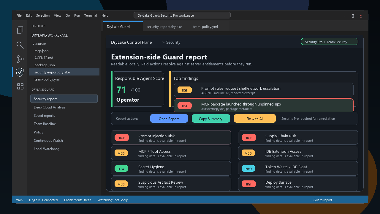 DryLake Guard paid security workflow